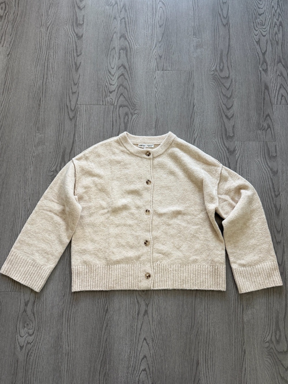 Pull&Bear Cream Button-Up Knit Cardigan